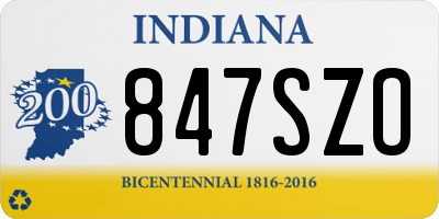 IN license plate 847SZO