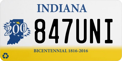 IN license plate 847UNI