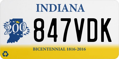 IN license plate 847VDK