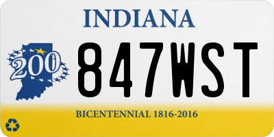 IN license plate 847WST