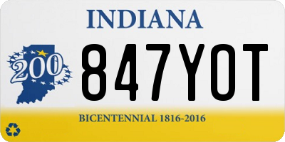 IN license plate 847YOT