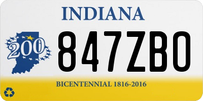 IN license plate 847ZBO