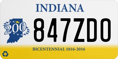 IN license plate 847ZDO