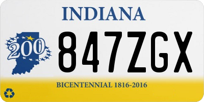 IN license plate 847ZGX
