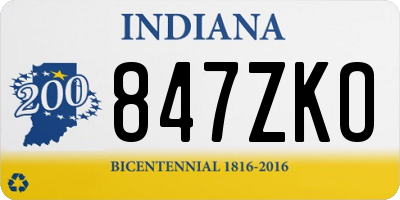 IN license plate 847ZKO