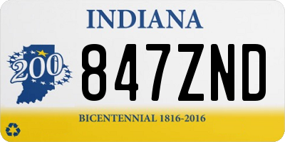 IN license plate 847ZND