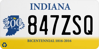 IN license plate 847ZSQ