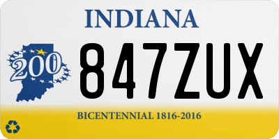 IN license plate 847ZUX