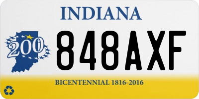 IN license plate 848AXF