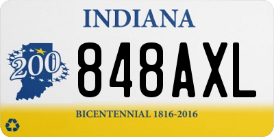 IN license plate 848AXL