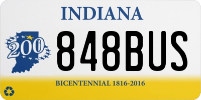 IN license plate 848BUS