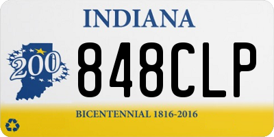 IN license plate 848CLP