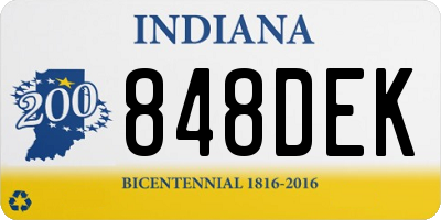 IN license plate 848DEK