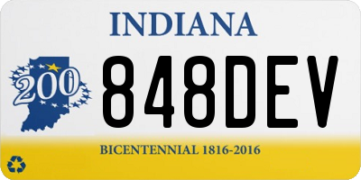 IN license plate 848DEV