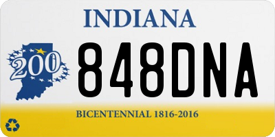 IN license plate 848DNA
