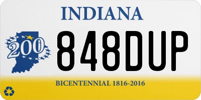 IN license plate 848DUP