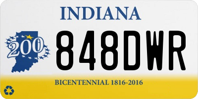 IN license plate 848DWR