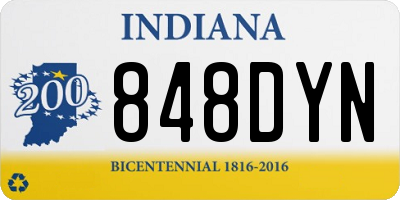 IN license plate 848DYN