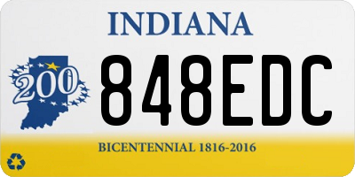 IN license plate 848EDC