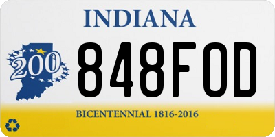 IN license plate 848FOD