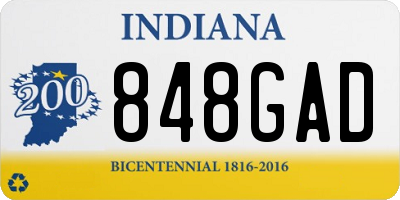 IN license plate 848GAD