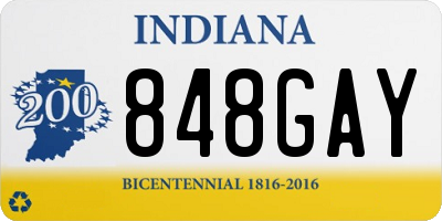 IN license plate 848GAY