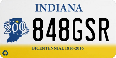 IN license plate 848GSR