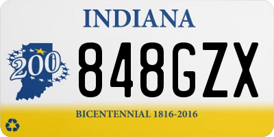 IN license plate 848GZX