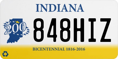 IN license plate 848HIZ