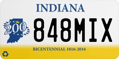 IN license plate 848MIX