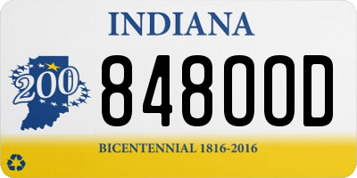 IN license plate 848OOD