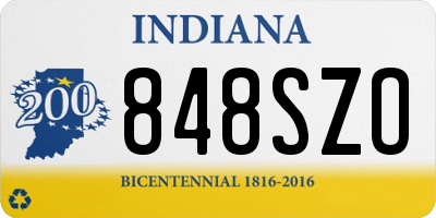 IN license plate 848SZO