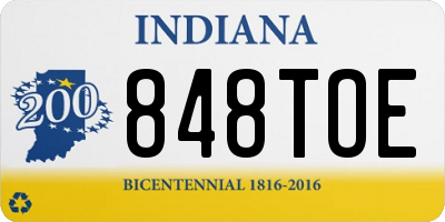 IN license plate 848TOE