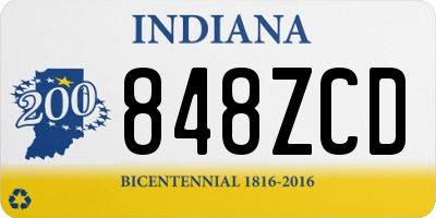 IN license plate 848ZCD