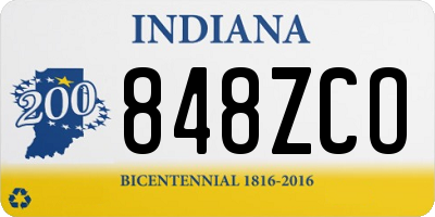 IN license plate 848ZCO