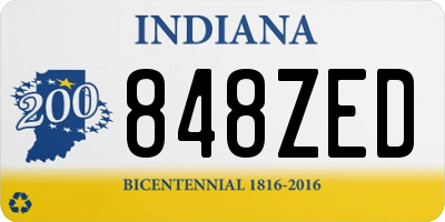 IN license plate 848ZED