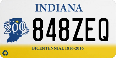 IN license plate 848ZEQ
