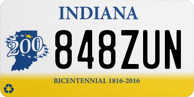 IN license plate 848ZUN
