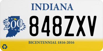 IN license plate 848ZXV