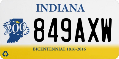 IN license plate 849AXW