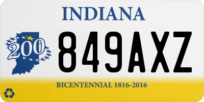 IN license plate 849AXZ