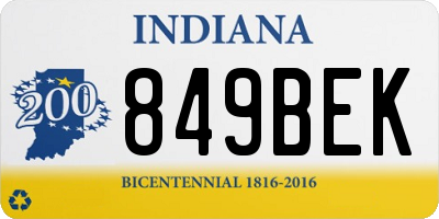 IN license plate 849BEK