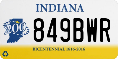 IN license plate 849BWR