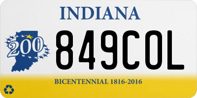 IN license plate 849COL