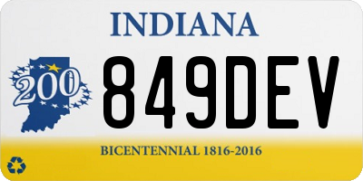 IN license plate 849DEV
