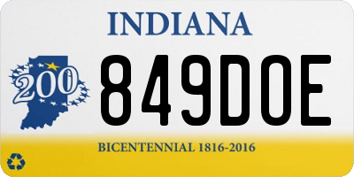 IN license plate 849DOE