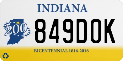 IN license plate 849DOK