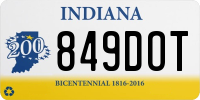 IN license plate 849DOT