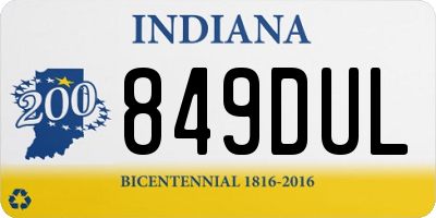 IN license plate 849DUL
