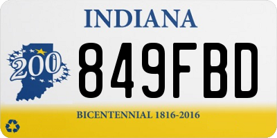 IN license plate 849FBD